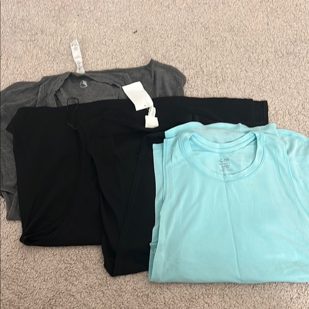 Women's Muscle Tees - Black, Gray, and Light Blue